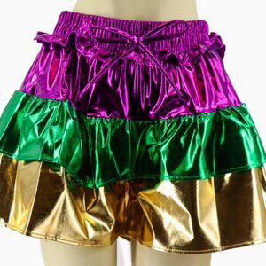 Mardi Gras Metallic Ruffle Shorts